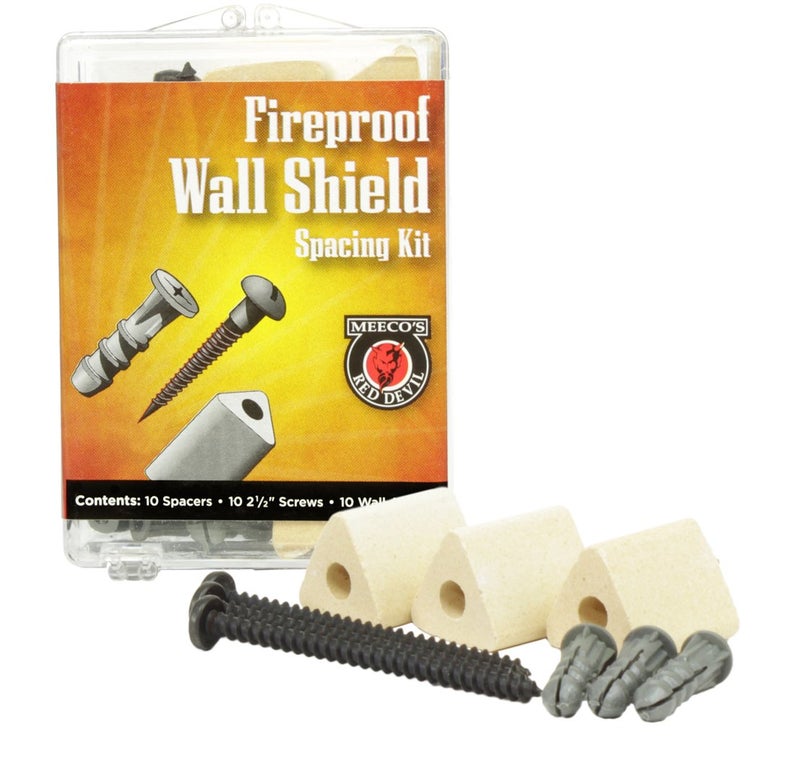 Meeco's Red Devil 5700 Wall Shield Spacing Kit - Fireproof, Includes 10 Ceramic Spacers, 10 Wall Plugs & 10 Screws